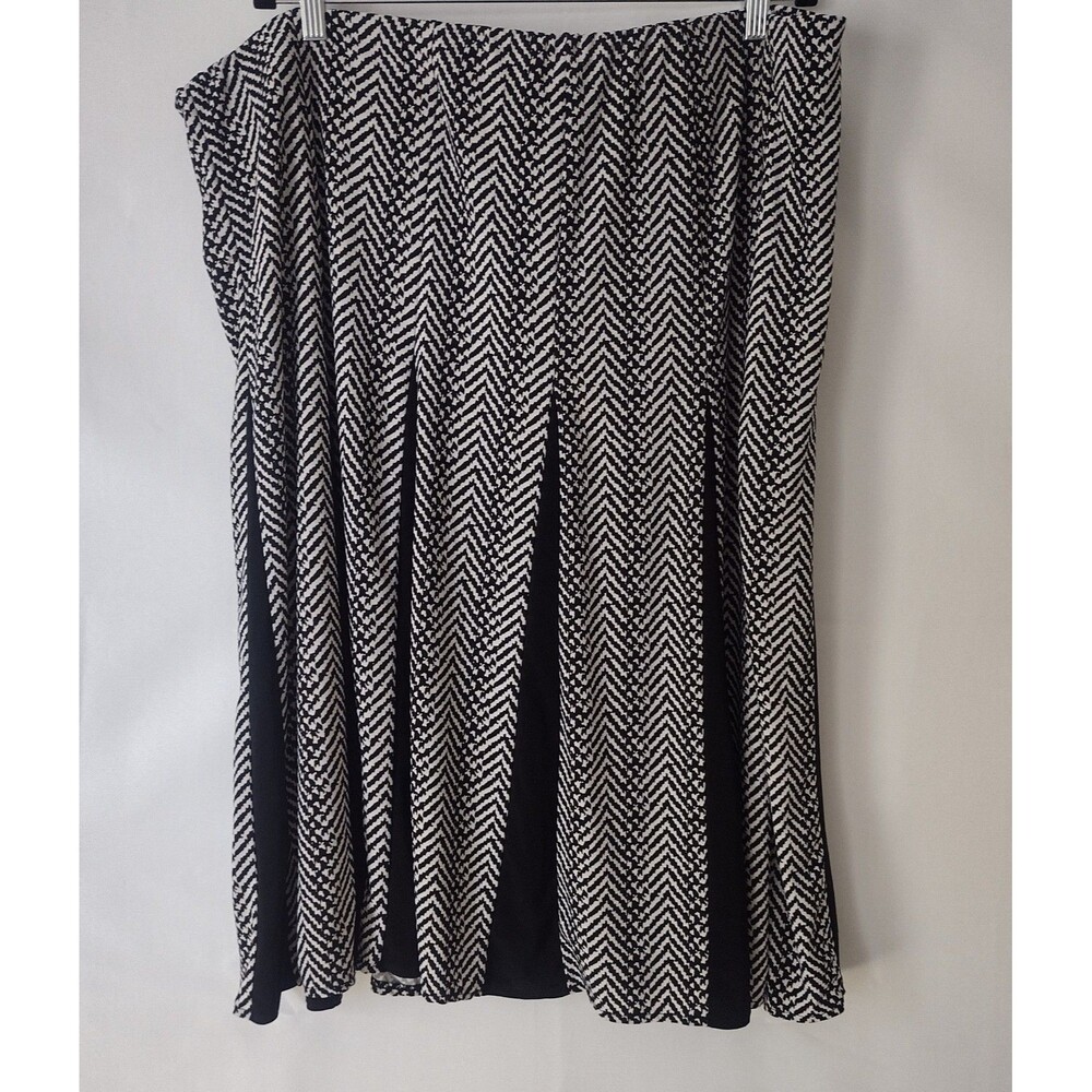 Roz Ali  Womens  Midi Skirt Geometric Pattern Flowy Office Career Size 3X